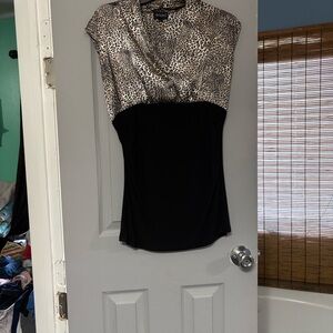 Tempted Leopard Print and Black Cap Sleeve Blouse